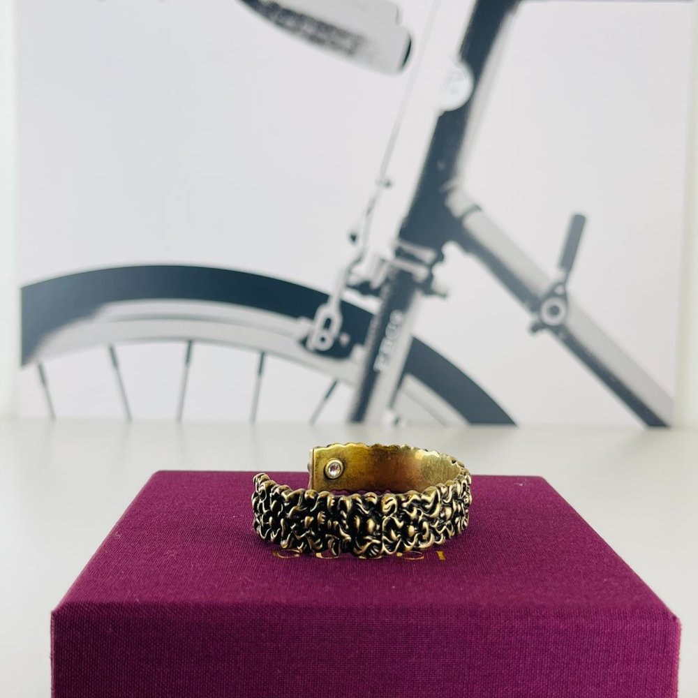 Gucci Brass Gold Lion Mane Cuff Bracelet Crystal L - Picture 4 of 6